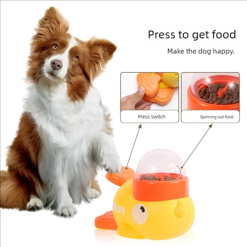 Interactive Press-to-Spin Dog Treat Dispenser Toy