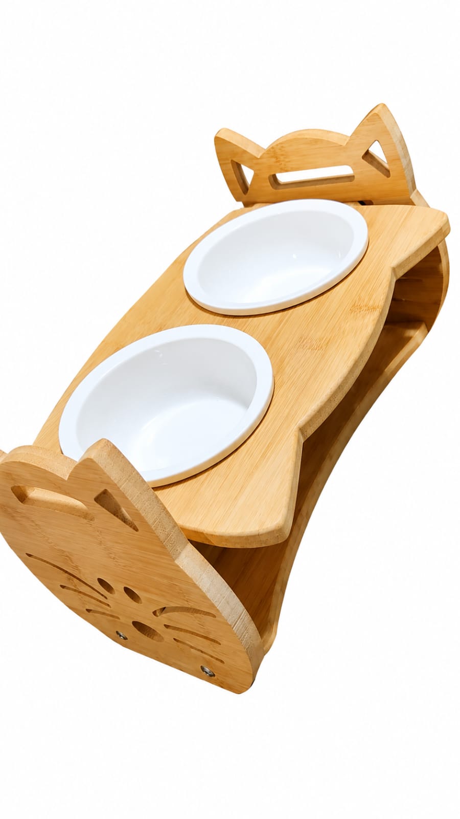 Bamboo elevated pet feeding station